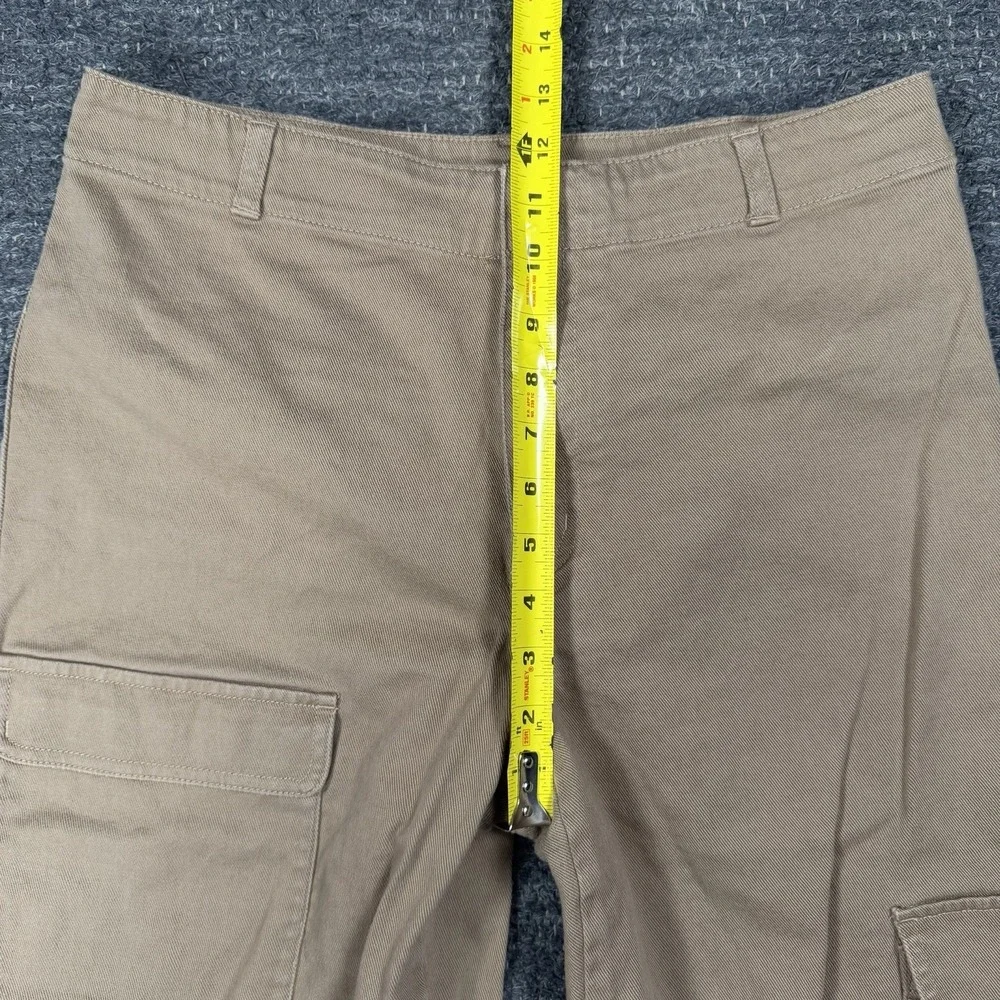 Quince Organic Stretch Cotton Twill Cargo Pants Women 12 Wide Leg Light Khaki
